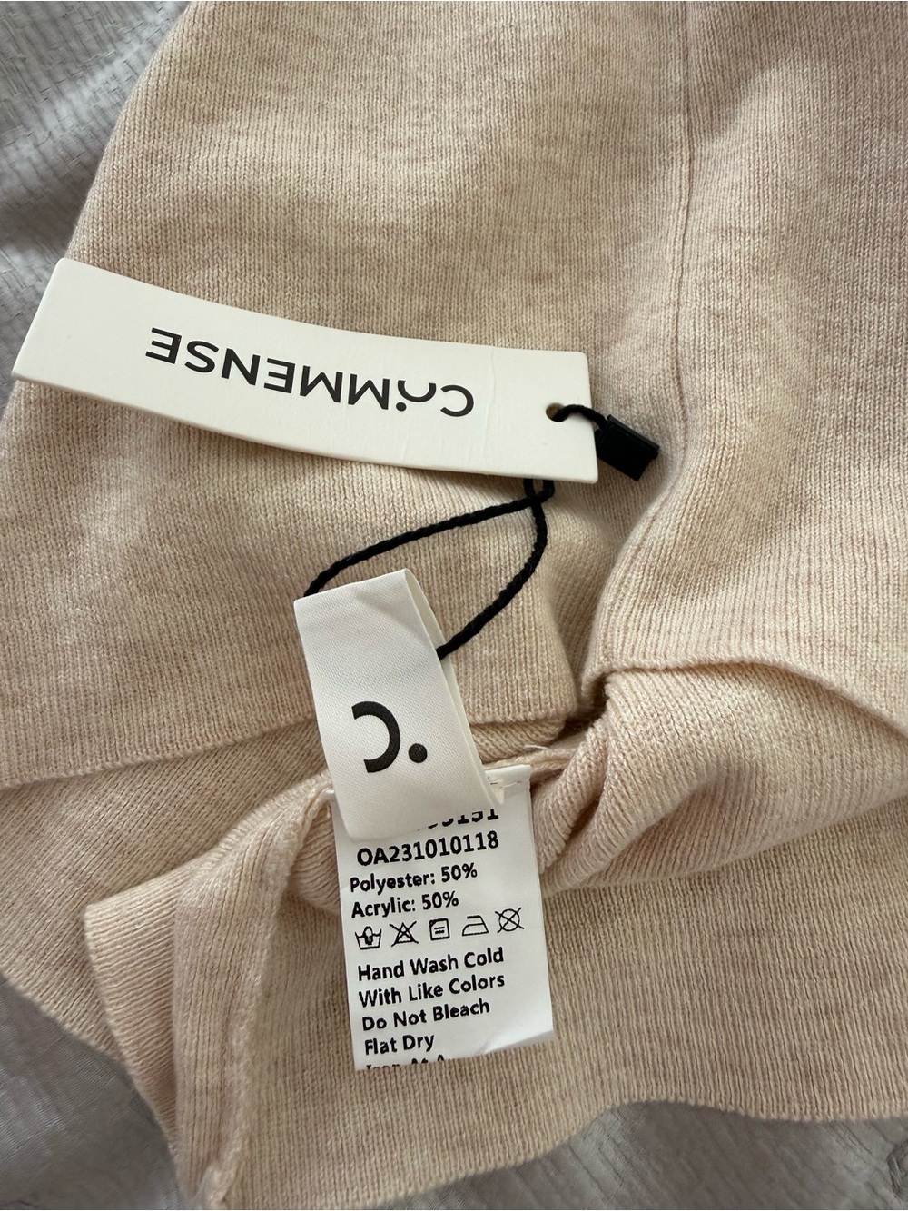 Commense Off Shoulder Wrap Long Sleeve Knit Top Size M Apricot - Picture 5 of 8